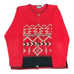 Roughrider Vintage Linen Blend Knit Southwestern Cardigan Sweater